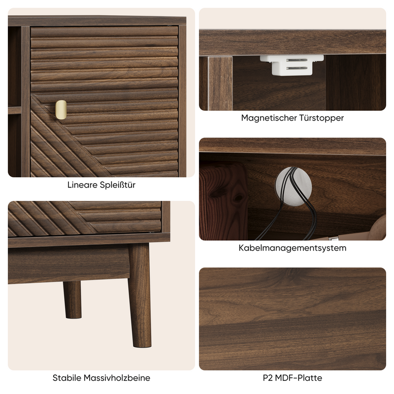 Meuble TV effet bois vintage 2 portes et 2 niches MUCILAGE