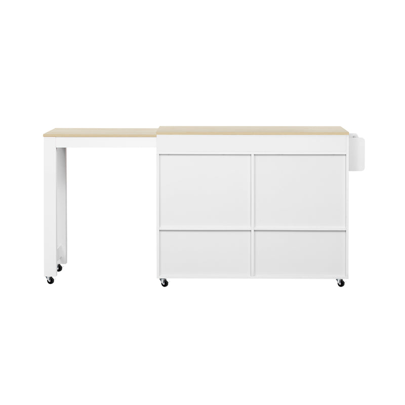 Îlot de cuisine mobile multifonctionnel avec plateau rétractable 2 tiroirs et 4 portes CAPSID