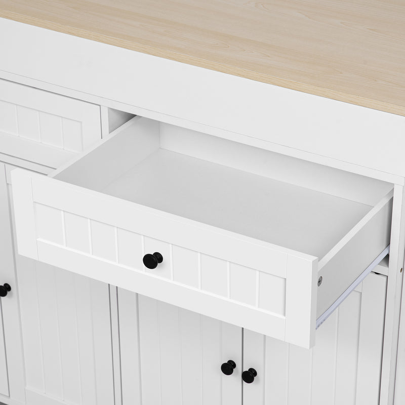 Îlot de cuisine mobile multifonctionnel avec plateau rétractable 2 tiroirs et 4 portes CAPSID