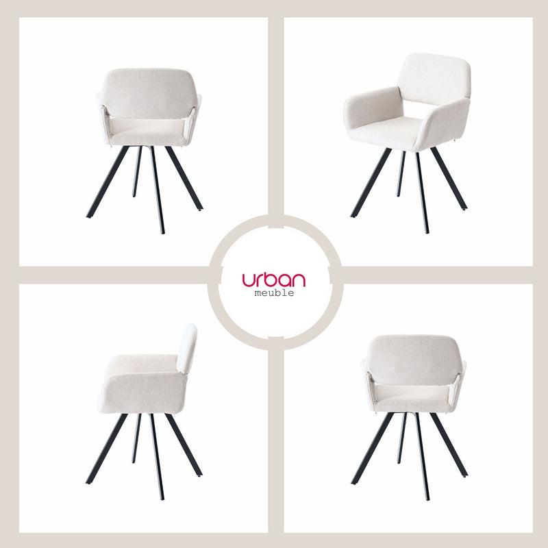 Lot de 2 chaises de salle à manger scandinaves rotative tissu beige CALIFORNIA KD BEIGE SWIVEL
