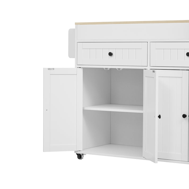 Îlot de cuisine mobile multifonctionnel avec plateau rétractable 2 tiroirs et 4 portes CAPSID