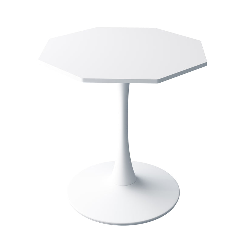 Table de salle à manger octogonale moderne blanche base métallique 80x74x73cm SHEEDDI WHITE