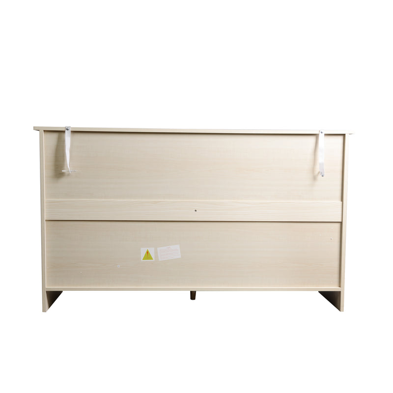 Buffet commode armoire rangement avec 7 tiroirs beige 140*40*89 cm NUURCIL BEIGE