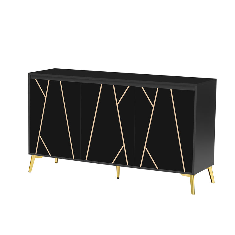 Buffet moderne noir avec motif géométrique accents dorés ENDOCRINE