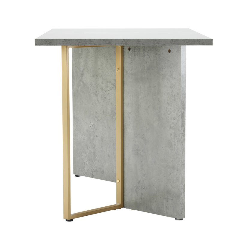 Table de salle à manger élégante effet ciment avec pieds en métal 70*119 cm KAURCON