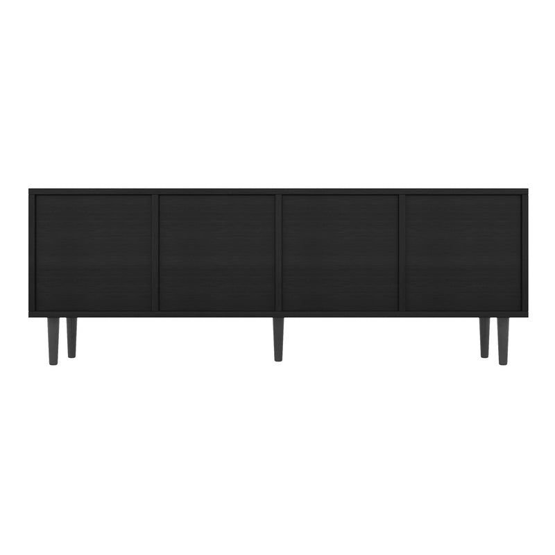 Meuble TV moderne effet bois bambou noir 150x38x55 cm Diestru