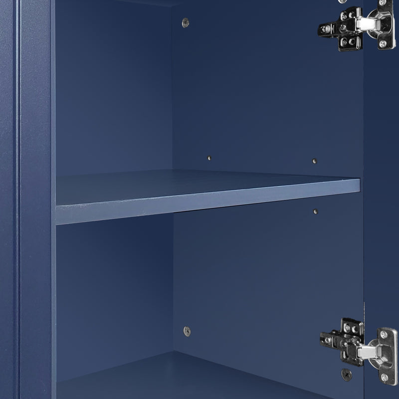 Commode buffet haut avec 3 portes bleu marine motif de forme U H81/B138/T40 CRUUGREN BLUE