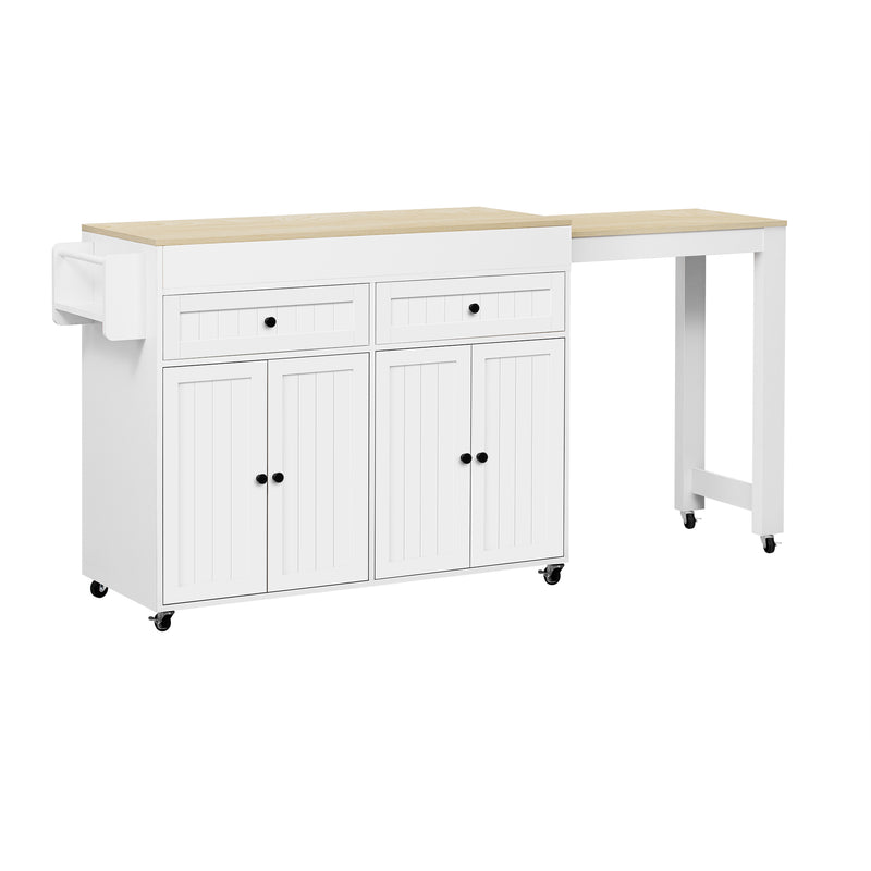 Îlot de cuisine mobile multifonctionnel avec plateau rétractable 2 tiroirs et 4 portes CAPSID