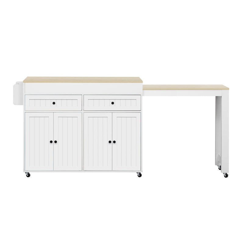 Îlot de cuisine mobile multifonctionnel avec plateau rétractable 2 tiroirs et 4 portes CAPSID