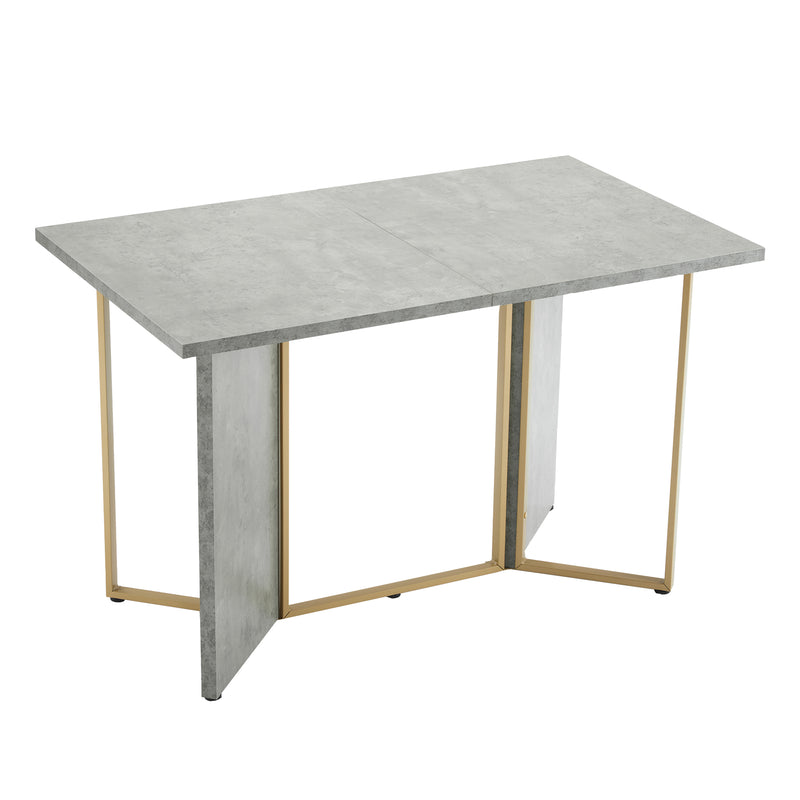 Table de salle à manger élégante effet ciment avec pieds en métal 70*119 cm KAURCON