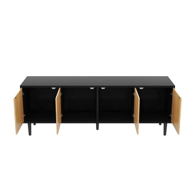 Meuble TV moderne effet bois bambou noir 150x38x55 cm Diestru