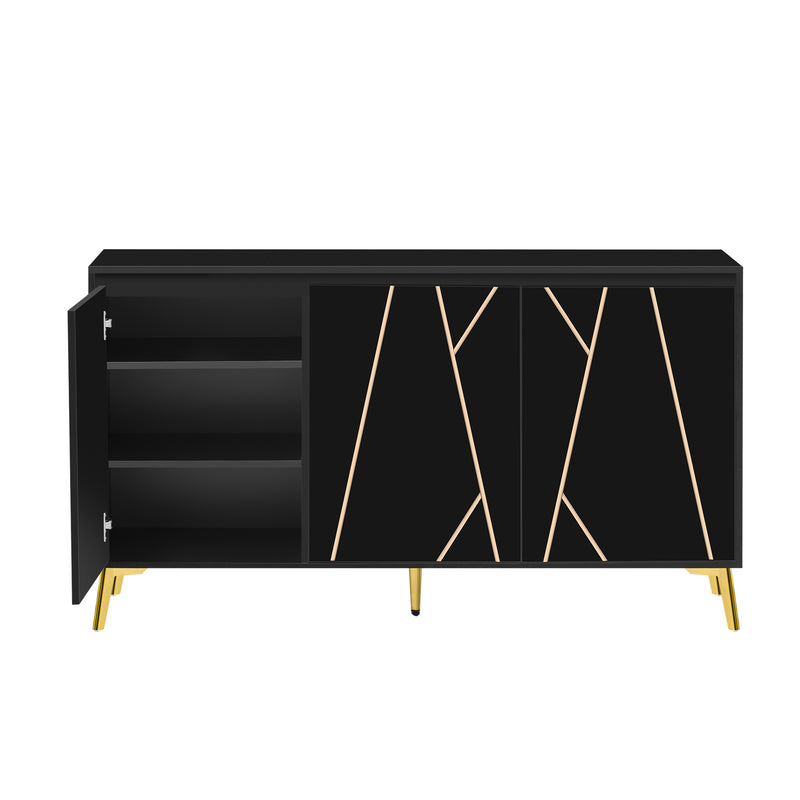 Buffet moderne noir avec motif géométrique accents dorés ENDOCRINE