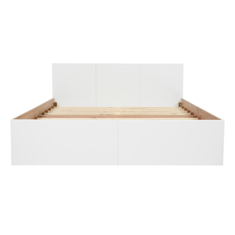 Cadre de lit queen blanc scandinave avec 2 tiroirs de rangement sous le lit 160*200cm (matelas non inclus) MRNA