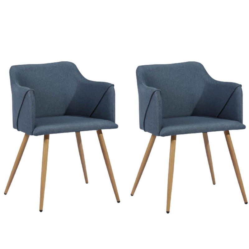 Lot de 2 chaises de salle à manger scandinaves tissu bleu pétrole pieds bois ALDRIDGE BLUE OAK LEG