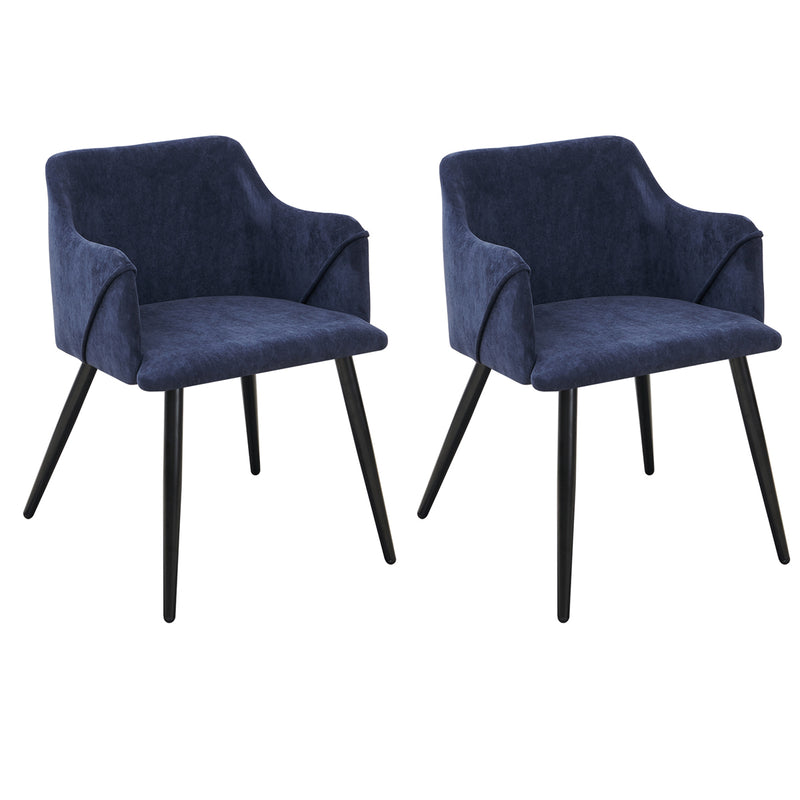 Lot de 2 chaises salle à manger scandinaves tissu bleu foncé pieds noir ALDRIDGE TERRY BLUE BLACK LEG UKFR