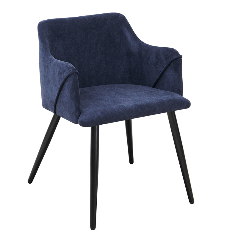 Set mit 2 skandinavischen Esszimmerstühlen aus dunkelblauem Stoff und schwarzen Beinen ALDRIDGE TERRY BLUE BLACK BEG UKFR