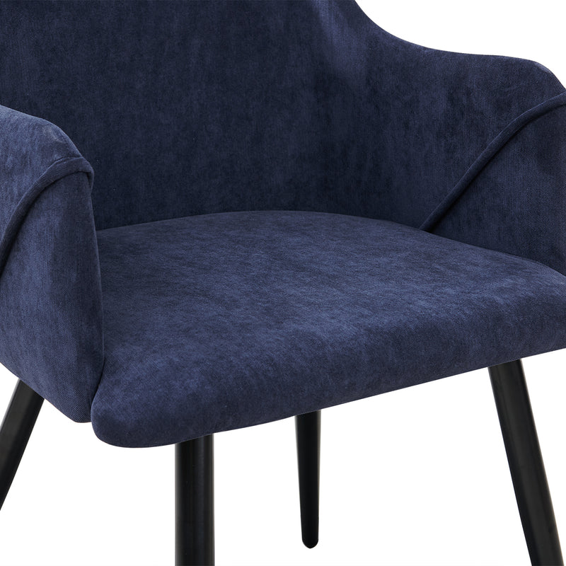 Lot de 2 chaises de salle à manger scandinaves tissu bleu foncé pieds noir ALDRIDGE TERRY BLUE BLACK LEG UKFR