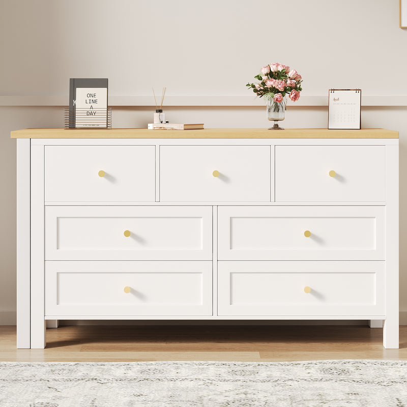Bureau rétratable 360° effet chêne avec armoire blanc 7 tiroirs ABYSSDEEP