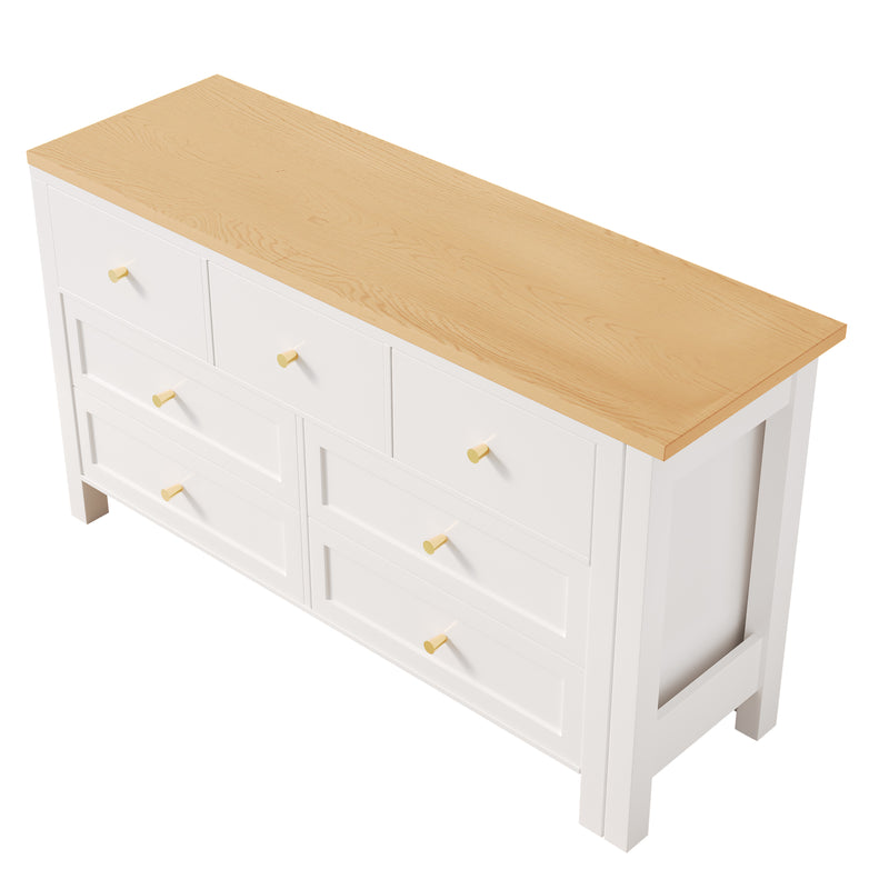 Bureau rétratable 360° effet chêne avec armoire blanc 7 tiroirs ABYSSDEEP