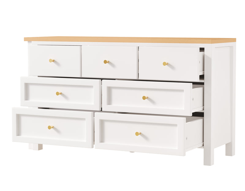 Bureau rétratable 360° effet chêne avec armoire blanc 7 tiroirs ABYSSDEEP