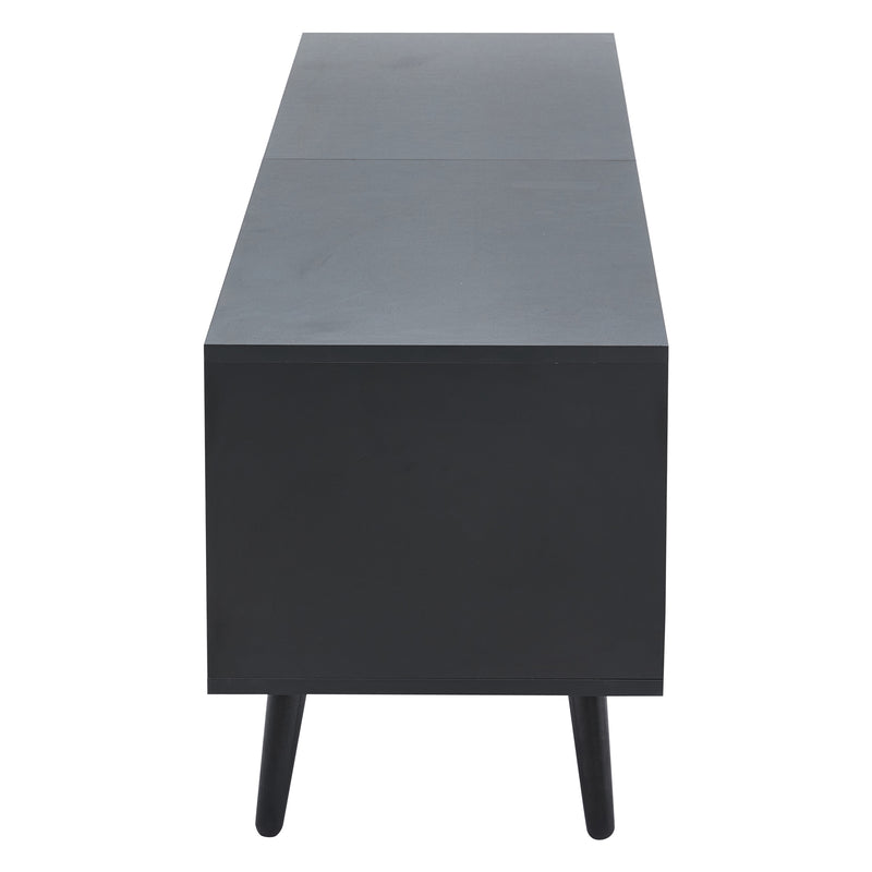 Meuble TV bicolore effet bois et noir 2 portes et tiroir FERNWING
