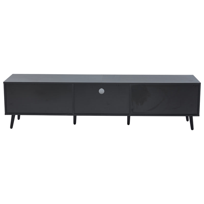 Meuble TV bicolore effet bois et noir 2 portes et tiroir FERNWING