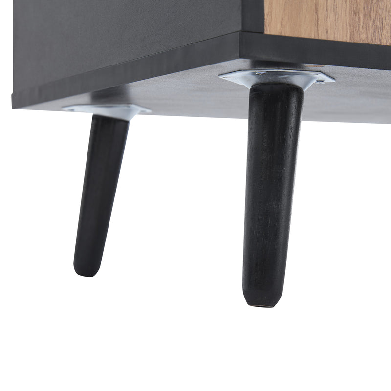Meuble TV bicolore effet bois et noir 2 portes et tiroir FERNWING