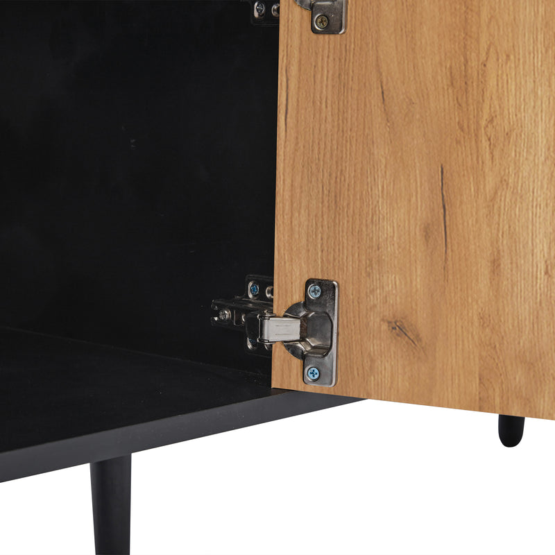 Meuble TV bicolore effet bois et noir 2 portes et tiroir FERNWING