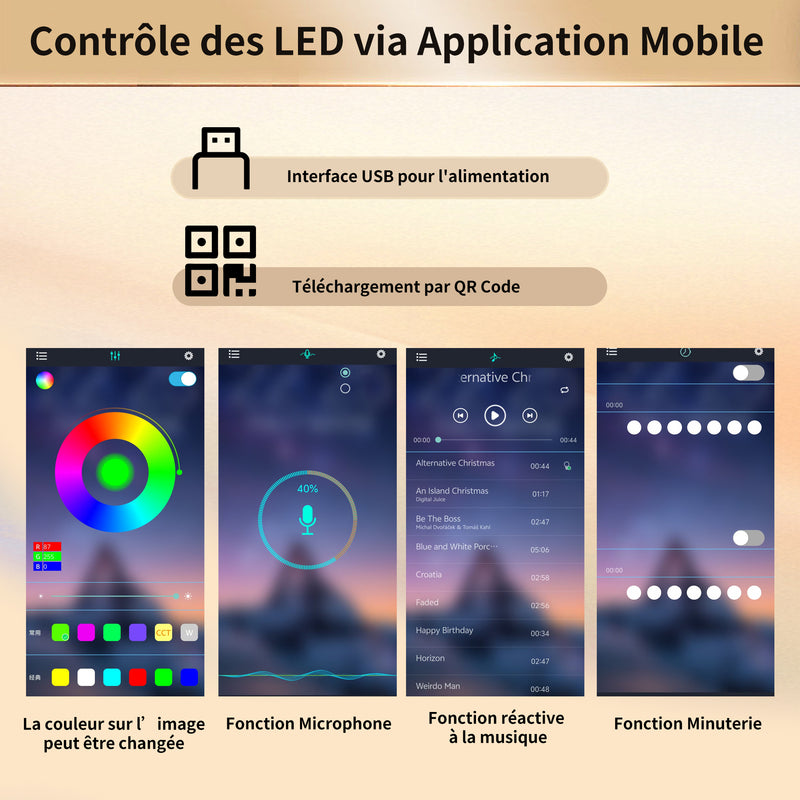 Buffet haut vaisselier de cuisine effet bois avec rotin tressé, éclairage LED ALPENGLOW