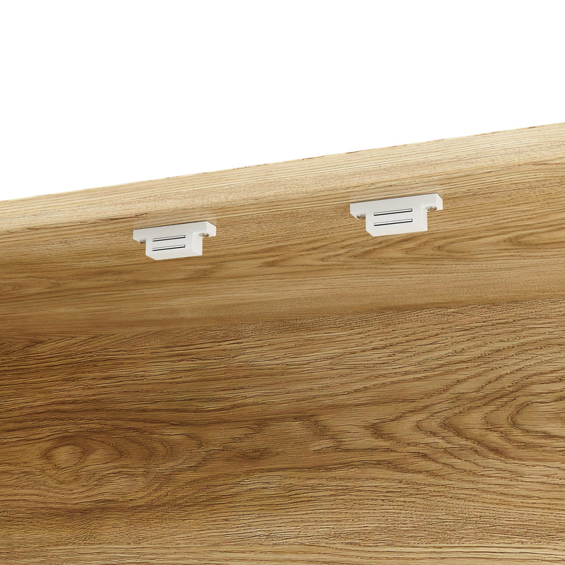 Buffet haut vaisselier de cuisine effet bois avec rotin tressé, éclairage LED ALPENGLOW