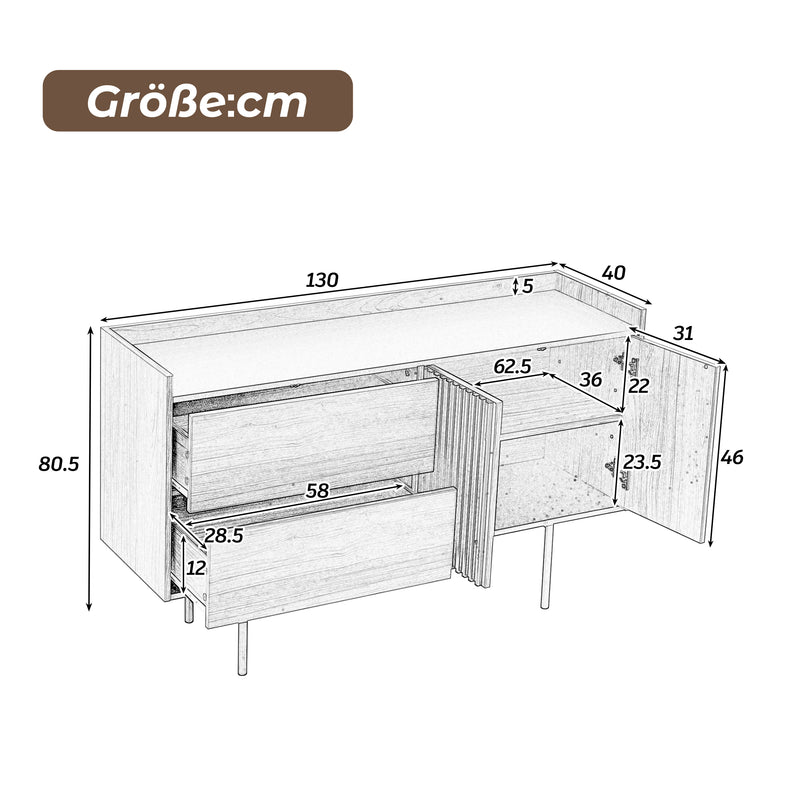 Buffet effet bois noyer et noir avec 2 tiroirs 2 portes ALTAI WOOD