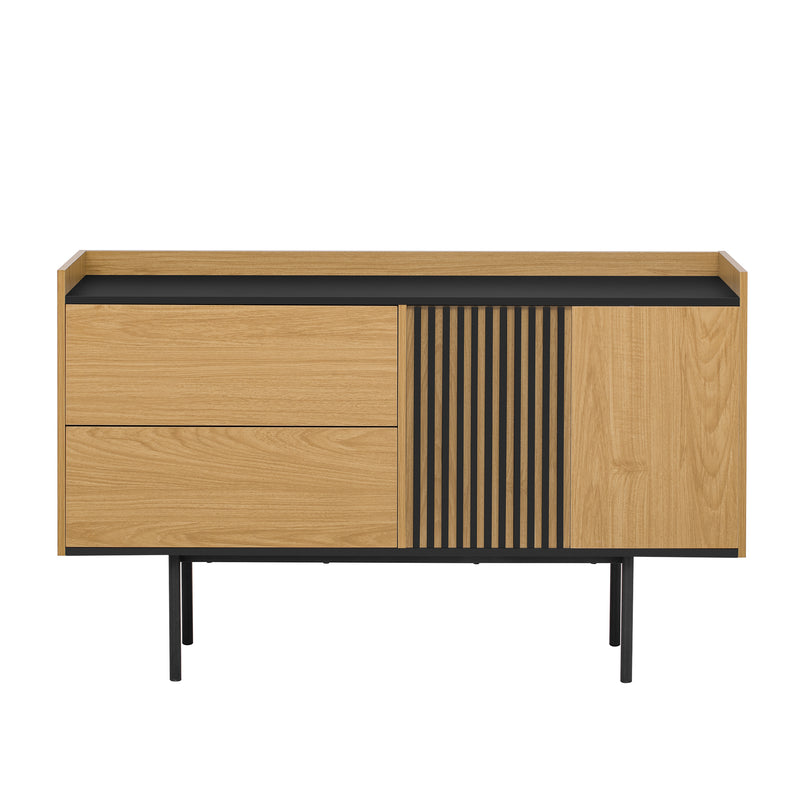 Buffet effet bois noyer et noir avec 2 tiroirs 2 portes ALTAI WOOD