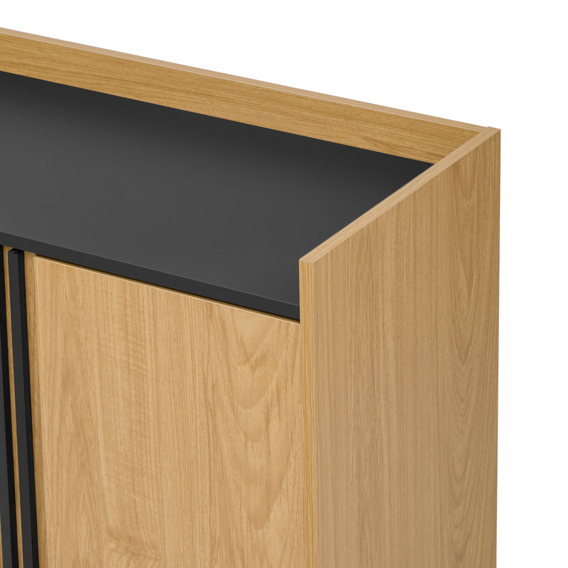 Buffet effet bois noyer et noir avec 2 tiroirs 2 portes ALTAI WOOD