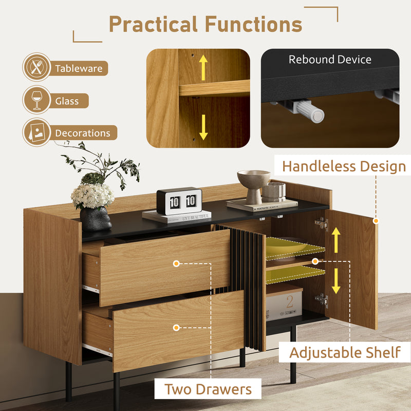 Buffet effet bois noyer et noir avec 2 tiroirs 2 portes ALTAI WOOD