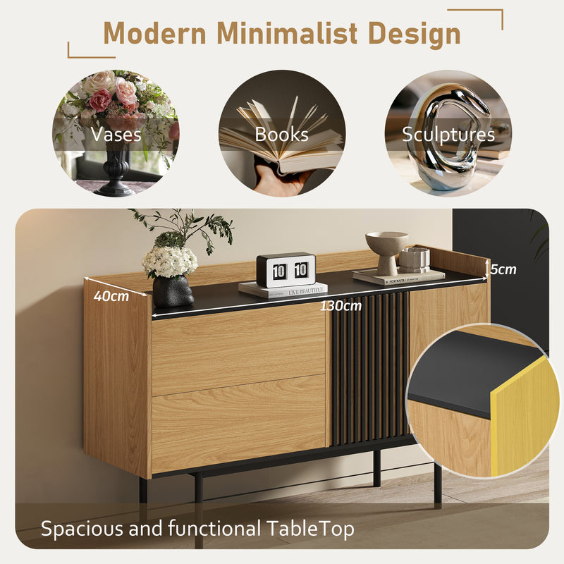 Buffet effet bois noyer et noir avec 2 tiroirs 2 portes ALTAI WOOD