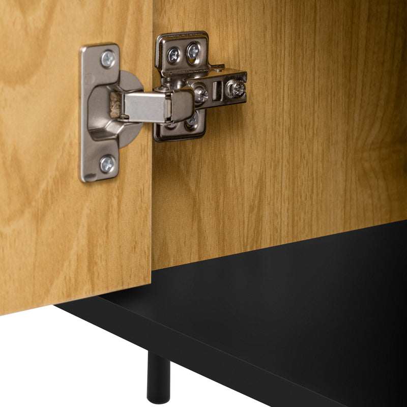 Buffet effet bois noyer et noir avec 2 tiroirs 2 portes ALTAI WOOD