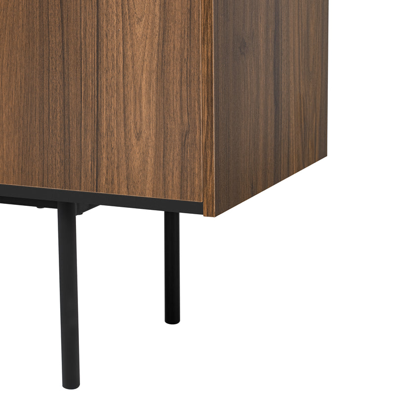 Buffet vintage effet bois noyer et noir 2 tiroirs 2 portes texturés ALTAI
