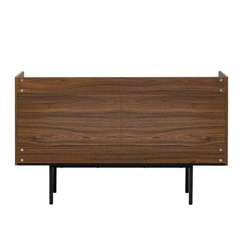 Buffet vintage effet bois noyer et noir 2 tiroirs 2 portes texturés ALTAI