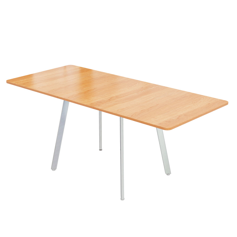 Table de salle à manger extensible effet bois et pieds chromés argentés 140-180x80cm ALUS