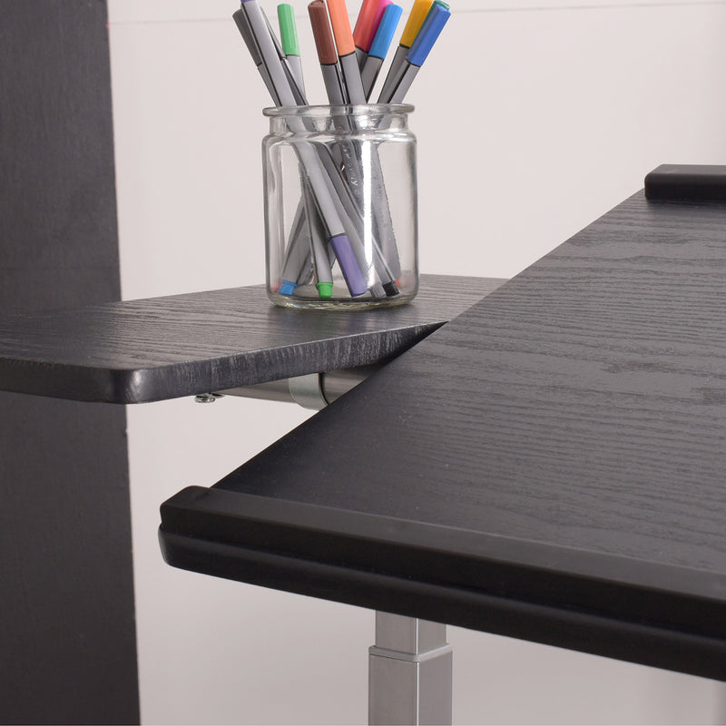 Table de lit mobile noir et gris plateau inclinable hauteur réglable à roulettes table d&