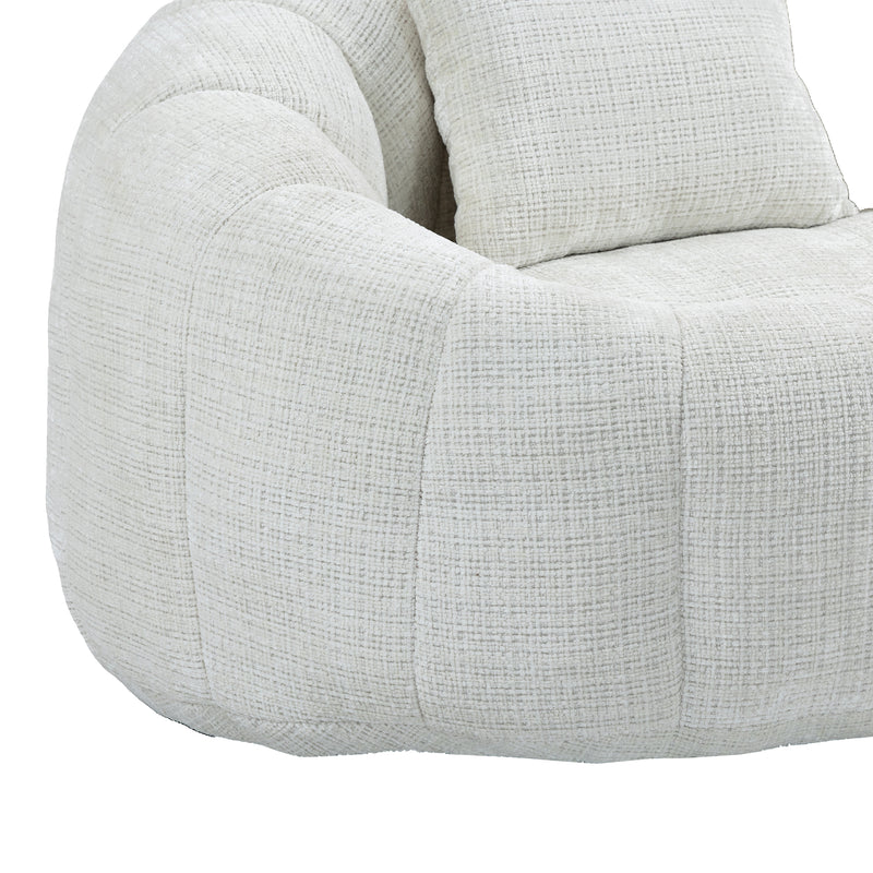 Canapé compact rond 2 places Loveseat en chenille beige et 2 cousins AMBERPATH