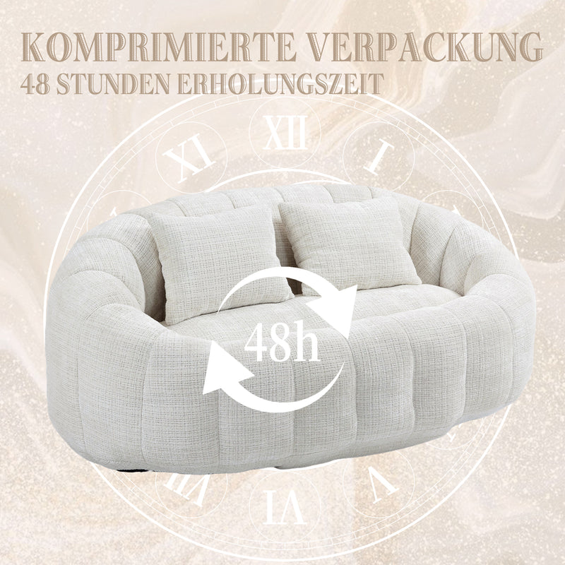 Canapé compact rond 2 places Loveseat en chenille beige et 2 cousins AMBERPATH
