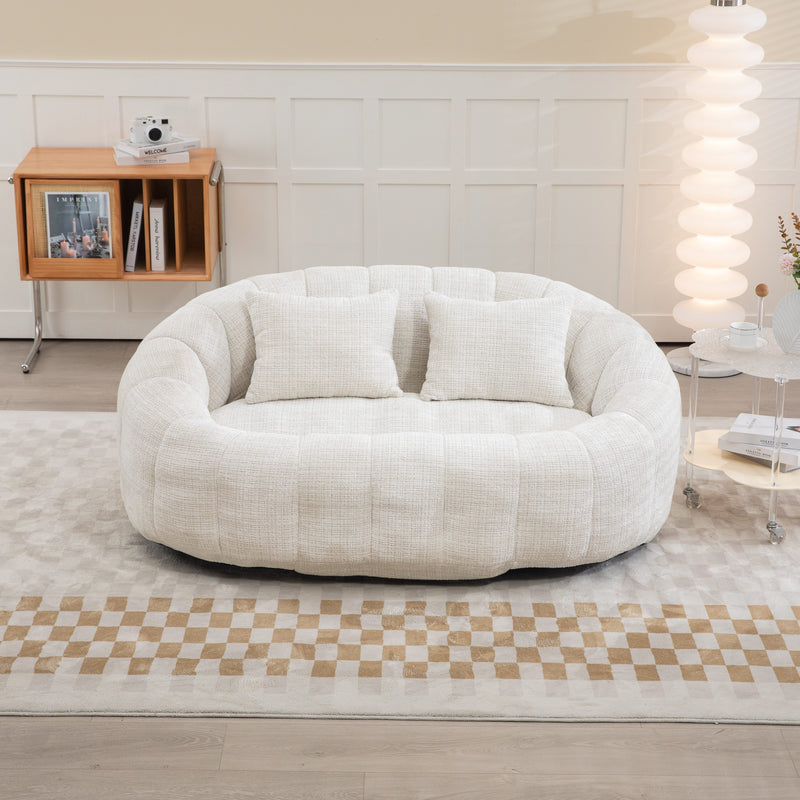 Canapé compact rond 2 places Loveseat en chenille beige et 2 cousins AMBERPATH