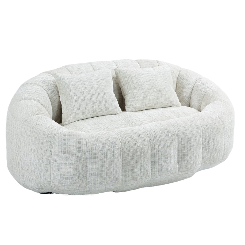Canapé compact rond 2 places Loveseat en chenille beige et 2 cousins AMBERPATH