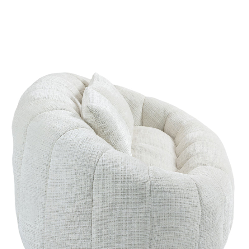 Canapé compact rond 2 places Loveseat en chenille beige et 2 cousins AMBERPATH