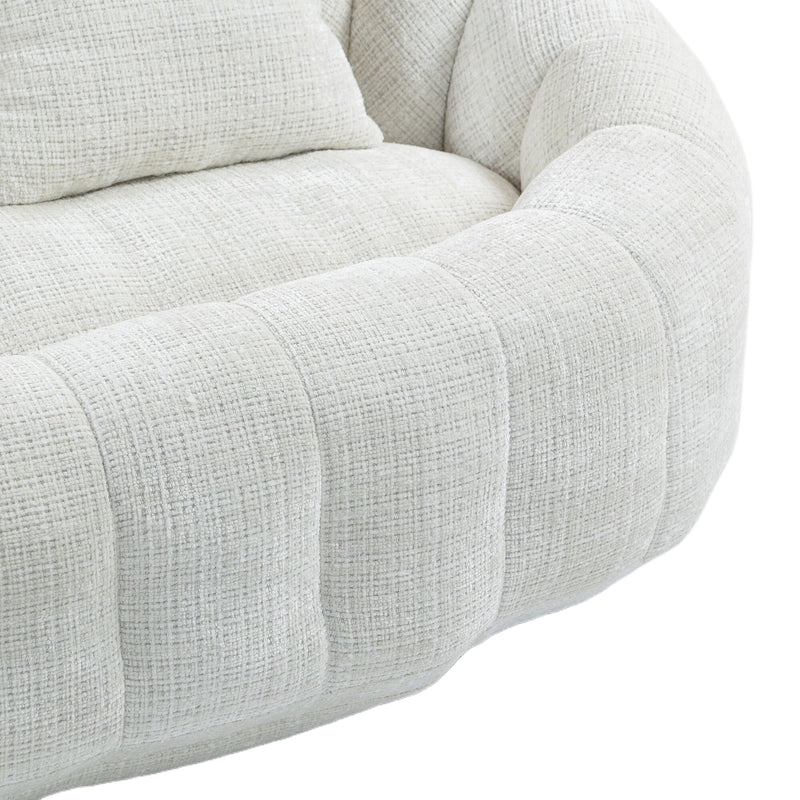 Canapé compact rond 2 places Loveseat en chenille beige et 2 cousins AMBERPATH