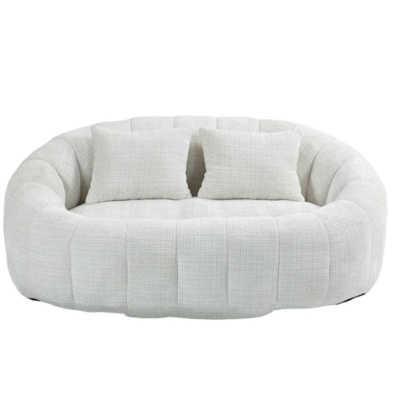 Canapé compact rond 2 places Loveseat en chenille beige et 2 cousins AMBERPATH