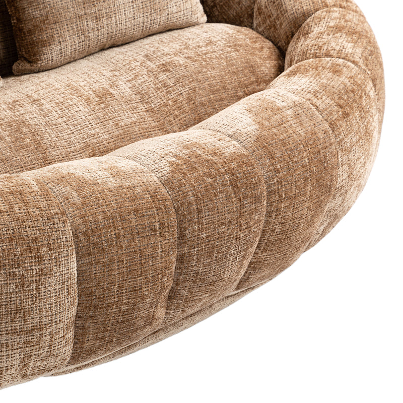 Canapé compact rond 2 places Loveseat en chenille marron BACTEROID