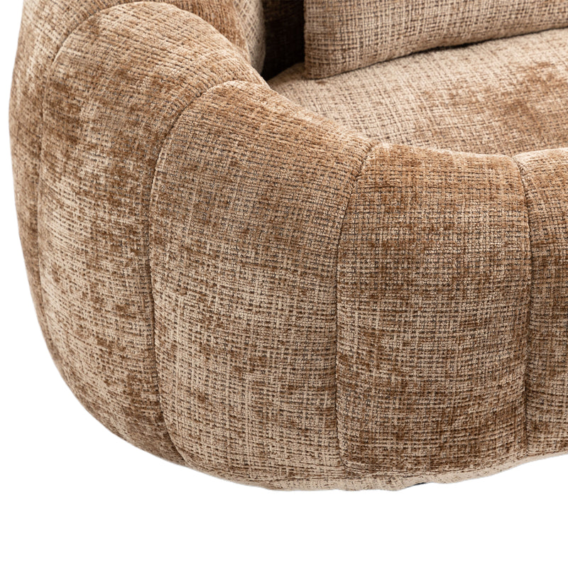 Canapé compact rond 2 places Loveseat en chenille marron BACTEROID