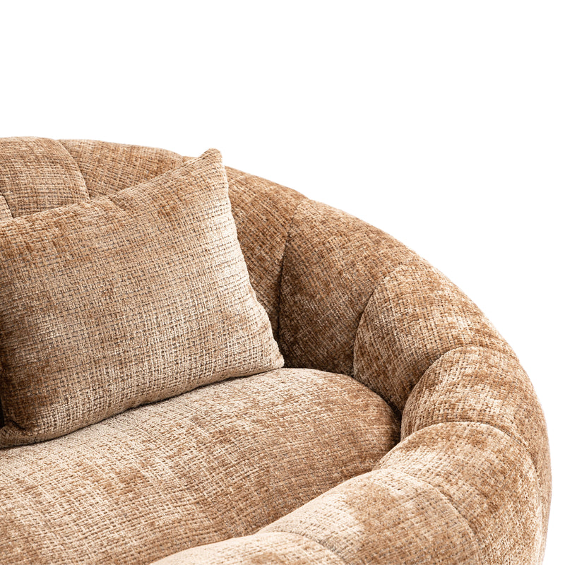 Canapé compact rond 2 places Loveseat en chenille marron BACTEROID